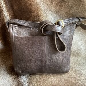 Duluth Trading Company Dark Thick Pebbled Natural Leather Crossbody Handbag